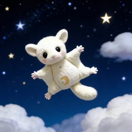 Cute White Sugar Glider Plush Keychain Stuffed Animal Pendant With Moon Star Pattern Bag Backpack Hanging Gift For Girlfriends