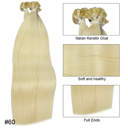 Straight Human Hair Extension By Fusion Flat Tip Keratin Capsules 0.8g/ 1g/Strand 50pcs Natural Hair Extension Ombre Blond Color