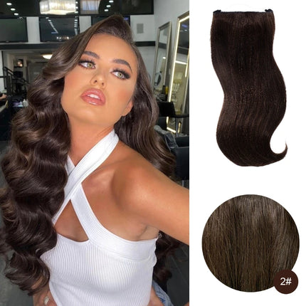 Real Human Hair Clip in Hair Extension Apply With Invisible Wire Natural Hair 5Clips 12-26Inch Fish Line Hair Extensions