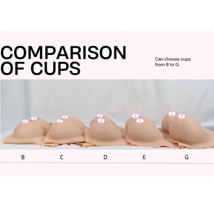 Cosplay Chest Silicone Breast Forms Huge Fake Boobs and Fake Vaginal Pants Set Sexy Buttocks 1.2cm Hip Enhancer Pant