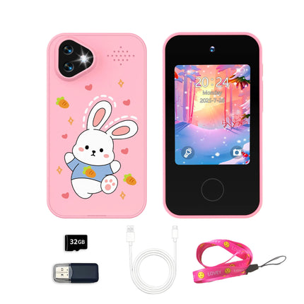Kawaii Cartoon Kids Smart Toy Phone, Children's Camera, 2.8-Inch Touch Screen, HD Dual Camera, Photo Taking, Photography, Music