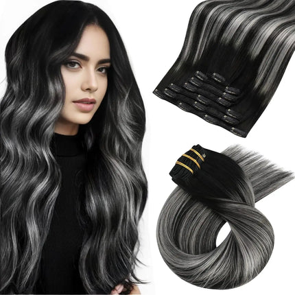 [Hot Sale] Moresoo Clip in Hair Extensions Real Natural Hair Remy Straight Set 5&7 Pcs Brazilian Clip in Human Hair Extensions