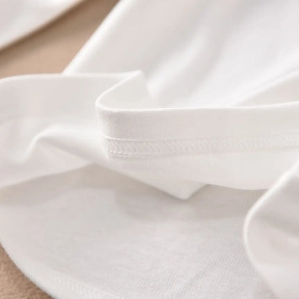 Girls Cotton Polo Shirt Children White Long-sleeved T-shirt Loose Breathable Size 90-170
