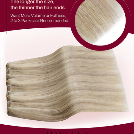 Moresoo Sew in Hair Extensions Weave Hair Human Bundles Machine Remy Hair 100 Gram Double Weft Soft Straight Human Hair Weft