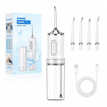 Portable Mini Water Flosser Foldable Travel Oral Irrigator For Kids Adults 4 Level Adjustment 200ml USB C IPX7 Cordless