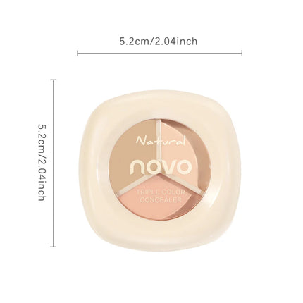 Three-color concealer palette, waterproof and long-lasting contouring effect, lightweight texture, can cover dark circles