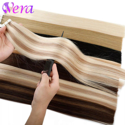 Real Human Hair Straight Tape In Extensions Double Sided For Skin Weft Tape In Hair Extensions 20Pcs Seamless Hair Extensions