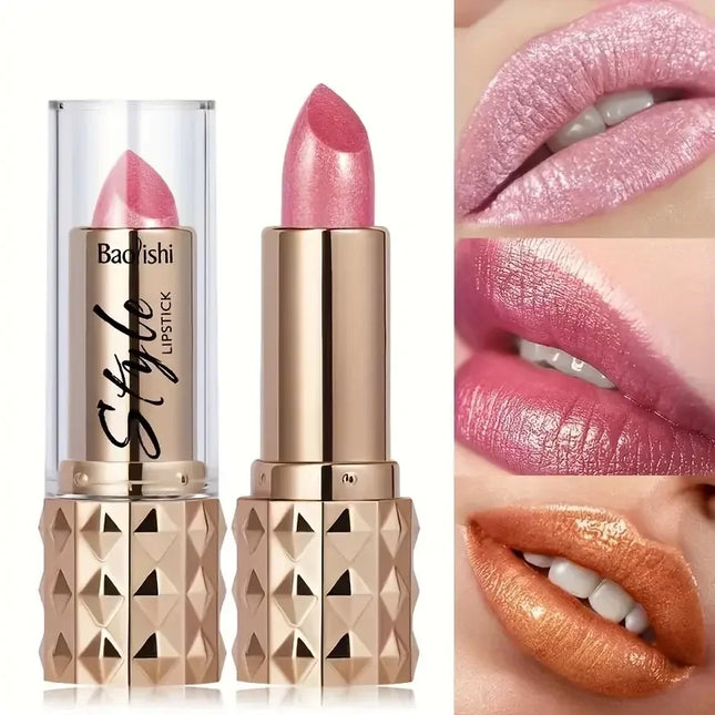 Pearlescent Pink Glitter Velvet Lipstick Metallic Waterproof Long Lasting Matte Shimmer Diamond Lipgloss Women Makeup Cosmetic