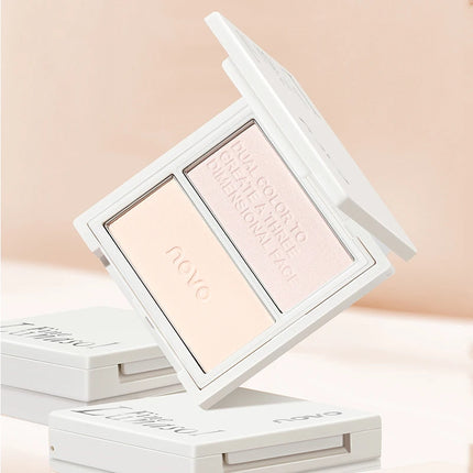 2 in 1 Highlighter & Contour Palette - Matte & Shimmer, Long Lasting, Non-Greasy, Vitamin E, For All Skin Tones