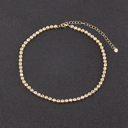 AIBEF INS Popular Romantic 5 Colors Rhinestone Women Pendant Gold Plated Iced Out Tennis Chain Necklace Charm Copper Zircon Gift