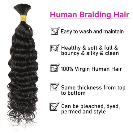 Boho Braids Human Hair Bulk Braiding Hair Water Wave Human Hair Unprocessed Remy Bulk Hair No Weft Bundle Hair For Braiding