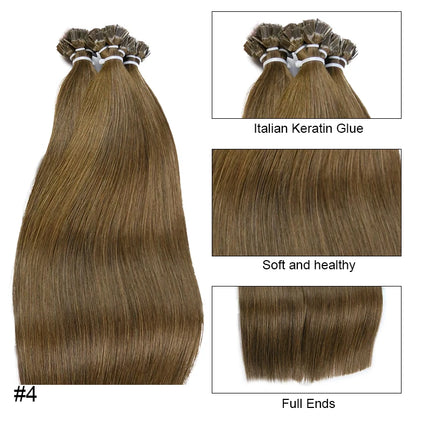 Straight Human Hair Extension By Fusion Flat Tip Keratin Capsules 0.8g/ 1g/Strand 50pcs Natural Hair Extension Ombre Blond Color