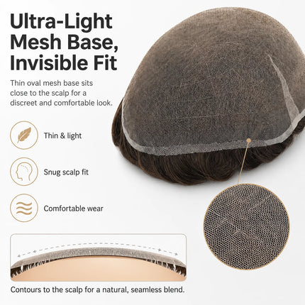 Beeos Full Swiss Lace Toupee Men Indian Human Hair Toupee Men Hair Replacement System Protesis Capilar Hombre Mens Toupee