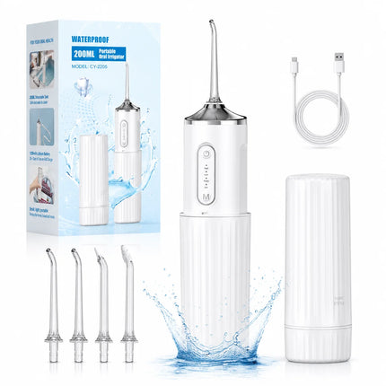 Portable Mini Water Flosser Foldable Travel Oral Irrigator For Kids Adults 4 Level Adjustment 200ml USB C IPX7 Cordless