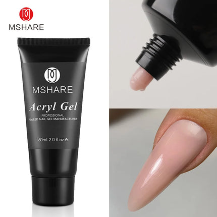 MSHARE Poly Nail Extension Gel TPO Hema Free Milky White Nails 60g Nail Extension Camouflage Quick Building Finger 60ml