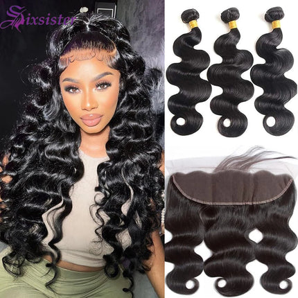 Brazilian Body Wave 13X4 Lace Frontal with 3 Bundles Virgin Human Hair Ear to Ear Lace Frontal with Weave 3 Bundles Extensions