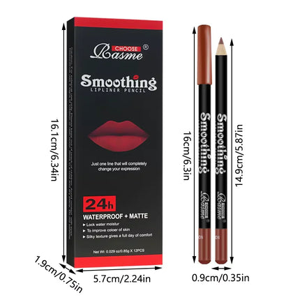 Two Sets Of 24 Sets Of A Full Range Of Brown - Red - Pink Lip Liner Lip stick Smooth Outline Christmas gift