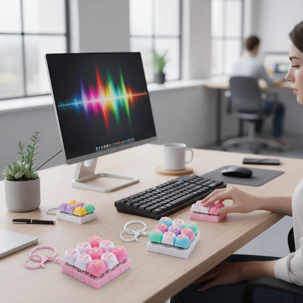 9 Keys Keyboard Key Toy Cat Paws Finger Button Stress Relief Toys Mechanical Keyboard Keycaps Keychain Office Decompression Calm