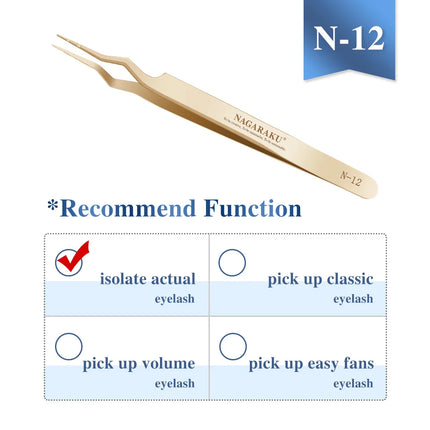 NAGARAKU Eyelash Extension Tweezers Makeup Tools Stainless Steel Golden Style