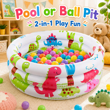 1PC Cute Dino Inflatable Pool, Portable Paddling Pool, Soft Bottom, Foldable Outdoor Summer Water Play Pool