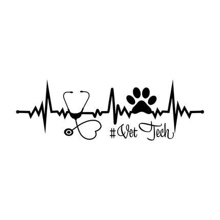 Dog and Cat Silhouette Heartbeat Vinyl Wall Stickers Pet Veterinary Shop Window Decal Car Laptop Removable Decal Veterinary Gift