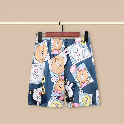 Sleeping Pants Men Cartoon Cute Shark Animal Pattern Loose Lightweight Breathable Elasticated Waistband Pajama Shorts Women