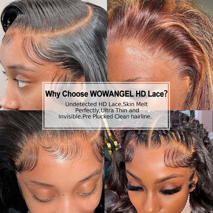 Wow Angel Body Wave 13x4/13x6 HD Lace Full Frontal Human Hair Melt Skins Invisible HD Tranparent Lace Frontal Only Virgin Hair