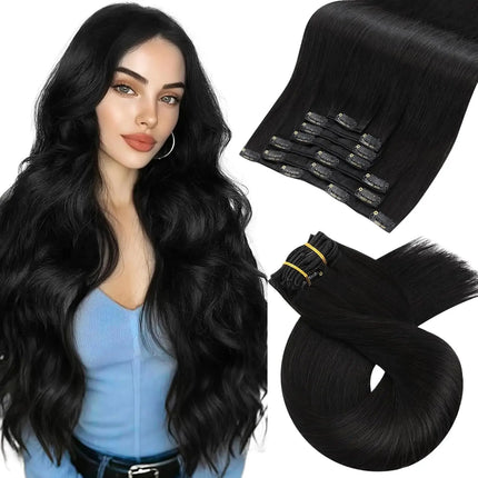 [Hot Sale] Moresoo Clip in Hair Extensions Real Natural Hair Remy Straight Set 5&7 Pcs Brazilian Clip in Human Hair Extensions