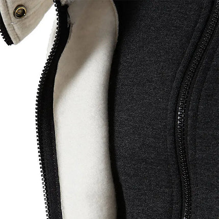 2023 Zipper Men Jackets Autumn Winter Casual Fleece Coats Bomber Jacket Scarf Collar Fashion Hooded Male Outwear Slim Fit Hoody