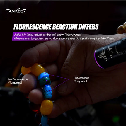 TANK007 UV03 365nm Professional Ultraviolet Flashlight Aluminum EDC Handheld UV Light for Jewelry Ore Leak Inspection
