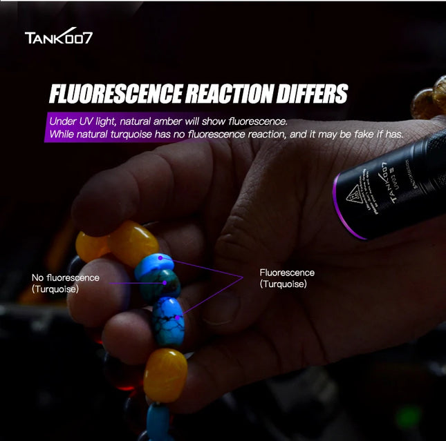 TANK007 UV03 365nm Professional Ultraviolet Flashlight Aluminum EDC Handheld UV Light for Jewelry Ore Leak Inspection