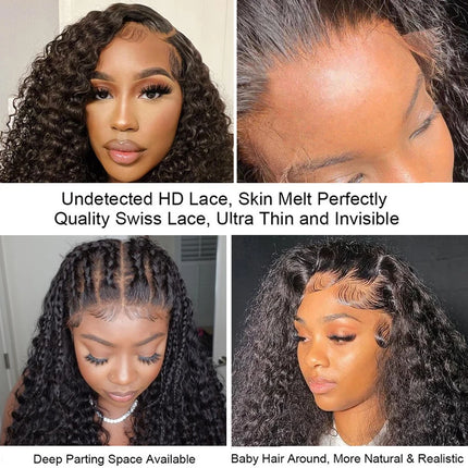 Water Wave Skinlike 13X6 HD Lace Frontal Only Deep Curly Pre plucked 5x5 HD Lace Closure Only Brazilian Human Hair Bleach Knots