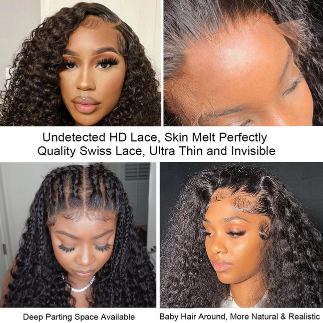 Water Wave Skinlike 13X6 HD Lace Frontal Only Deep Curly Pre-plucked 5x5 HD Lace Closure Only Brazilian Human Hair Bleached Knots