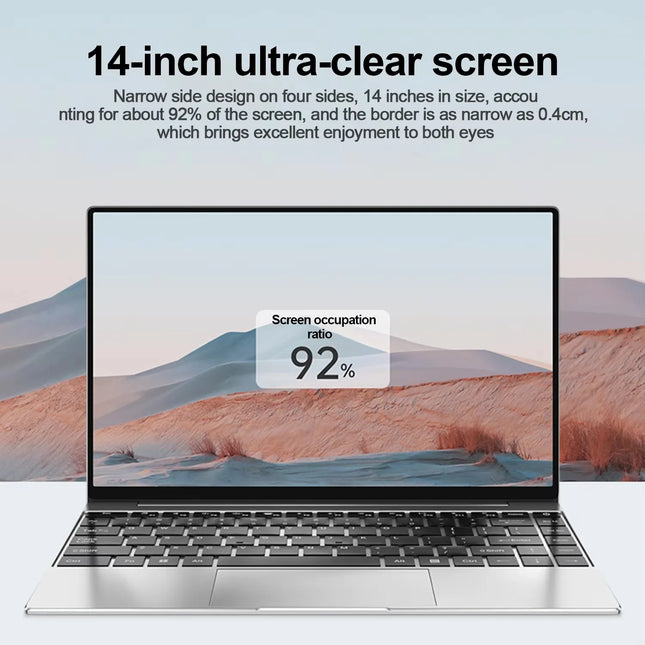 New Ultra Slim Laptop 14.1" 16GB RAM 2TB SSD Intel N3700 Gaming PC 1920*1080 Display Office Study Computer PC Windows 11 Pro