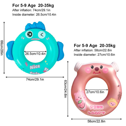 1PC Cute Cartoon Inflatable Swim Ring, Pool Floats Tube, Summer Swimming Circle Floatie Water Fun for Beach Pool Outdoor