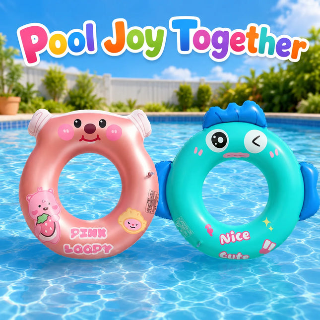 1PC Cute Cartoon Inflatable Swim Ring, Pool Floats Tube, Summer Swimming Circle Floatie Water Fun for Beach Pool Outdoor