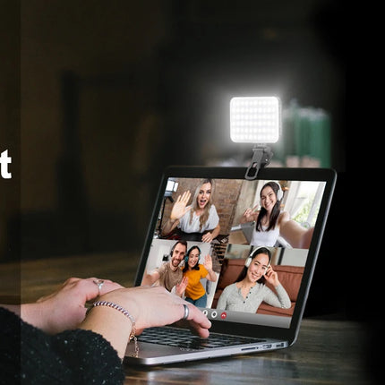 Minifocus Selfie Light, 60 LED 2200mAh Rechargeable Cell Phone Fill Light 7 Modes, 10-Level Brightness, Portable Clip on Light