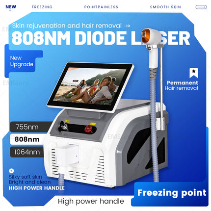 808nm Diode Hair Removal Machine 3 Wavelength 808nm 755nm 1064nm Permanent Hair Removal Equipment Painless Body Epilator Device