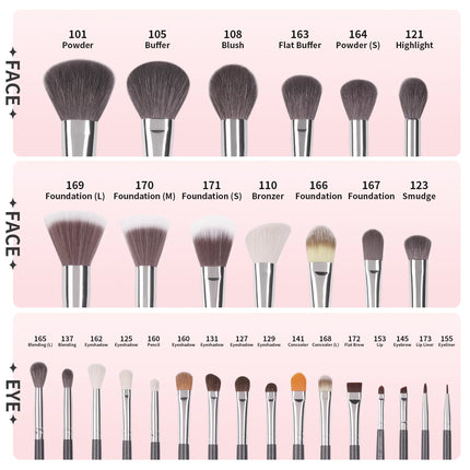 Docolor Makeup Brush Set Professional 10-30pcs Eyeshadow Blush Synthetic Foundation Brush Powder Contour Cosmetic Tool For Women