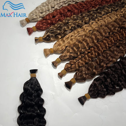 Wholesale Red Deep Wave Hair Bulk for Boho Braids 100% Human Hair Extensions No Weft Blonde Red Curly 613 Vietnamese Hair 30inch
