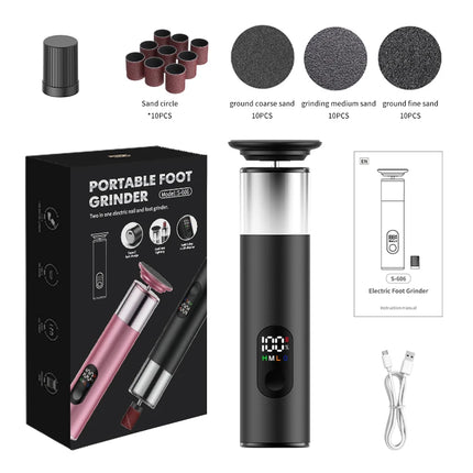 New Electric Foot File Callus Remover 2 in 1 Rechargeable Foot File & Nail Pedicure Tool, gift 60PCS Replaceable Sandpaper Discs
