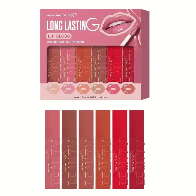 6-piece lip gloss set, moisturizing and brightening lip oil, long-lasting effect, exclusively for women