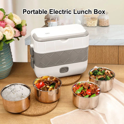 New 2L Portable Electric Lunch Box with Heat and Insulation Double-layered Portable Lunch Box for Home Use and Outdoor Picnics