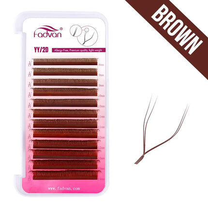 FADVAN YY Eyelashes Extension 2D/3D Faux Mink L+/L/LU(M)/C/D/DD 8-15mm Black/Brown Premade Fan Lashes Extension Makup Tools