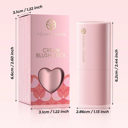 YOUNG VISION 6-Color Matte Heart Blush, Contour Stick, Face Sculpting Mousse Blush, and Lipstick 3-in-1, gift 1pcs makeup brush