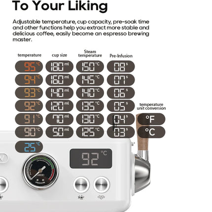 HiBREW Semi Automatic Espresso Coffee Machine DIY Function 20Bar Pressure Temperature Adjustable For Cappuccino & Latte H10plus