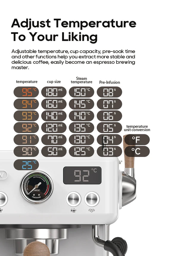 HiBREW Semi-Automatic Espresso Coffee Machine with DIY Function, 20Bar Pressure, Adjustable Temperature for Cappuccino & Latte H10plus