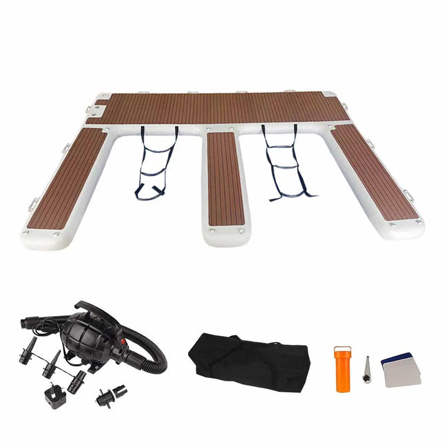 Us Stock 13ft/ 4m EVA Non-Slip Inflatable E Dock Platform Double Jet Ski Dock | Luxury Water Floating Mat for Lake, Pool Boat