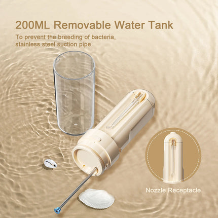 Portable Cordless Oral Irrigator Water Flosser 200ml Water Tank 4 Modes IPX7 Waterproof USB-C Rechargeable With Tongue Cleaning