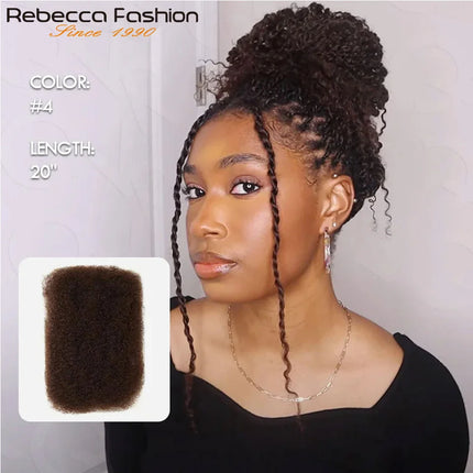 Afro Kinky Curly Bulk Human Hair For Braiding QVR Remy Bulk Hair No Attachment, Soft & Lightweight, Perfect for Braids Twists